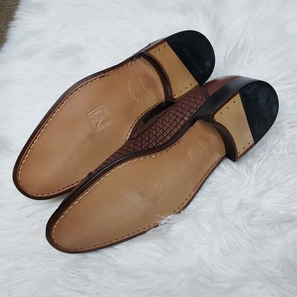 NEW SANDRO MOSCOLONI Seneca Woven Tassel Bologna Loafer 8.5 M Brown leather main image 5